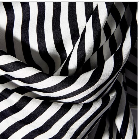 Black/White Stripe Woven Overlay Halter Jumpsuit - Small - Picture 2 of 5